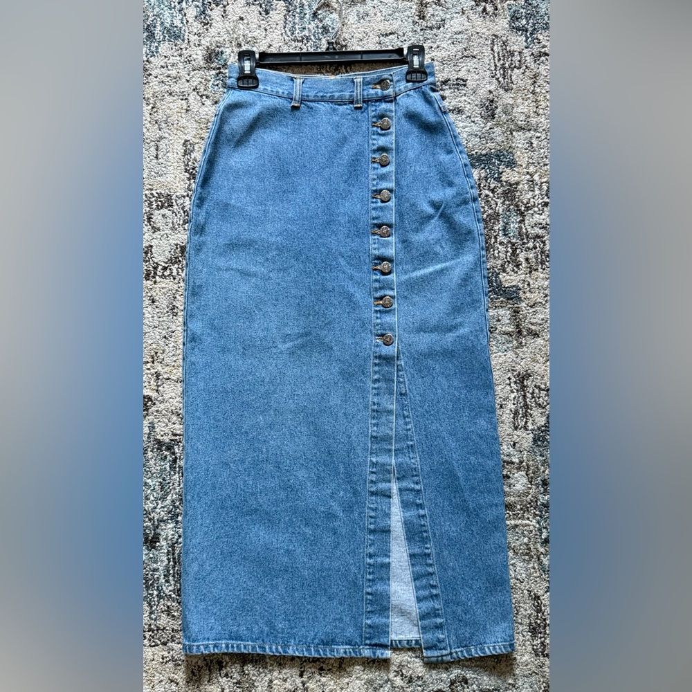 LIGHT DENIM 100% COTTON MIDI SKIRT